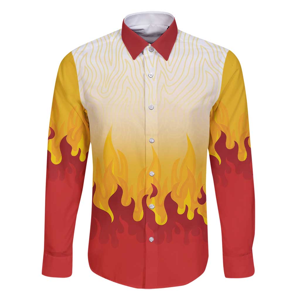 Japanese Kaen Pattern Family Matching Off Shoulder Short Dress and Hawaiian Shirt Flame Pillar Blazing Lion Heart - Polynesian Pride