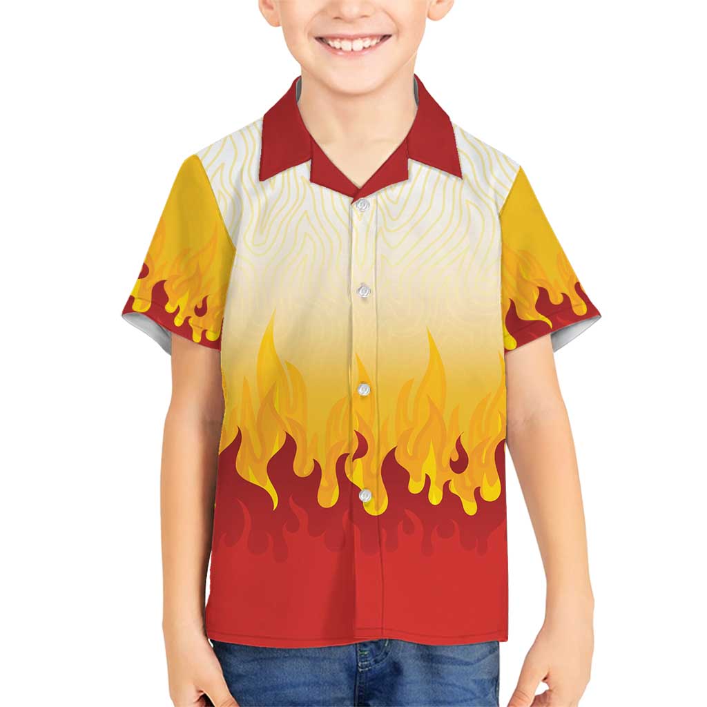 Japanese Kaen Pattern Family Matching Off Shoulder Short Dress and Hawaiian Shirt Flame Pillar Blazing Lion Heart - Polynesian Pride