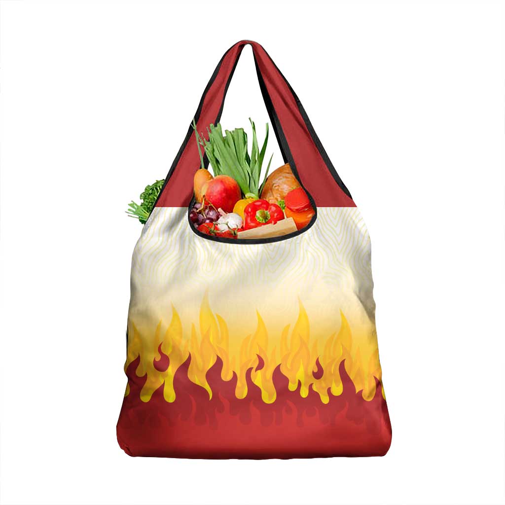 Japanese Kaen Pattern Grocery Bag Flame Pillar Blazing Lion Heart LT9 1-pack One Size Red - Polynesian Pride