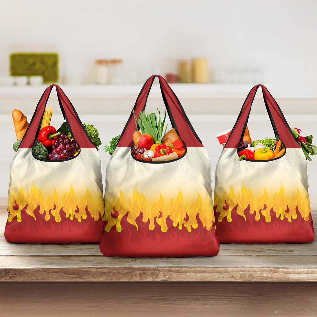 Japanese Kaen Pattern Grocery Bag Flame Pillar Blazing Lion Heart - Polynesian Pride