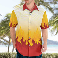 Japanese Kaen Pattern Hawaiian Shirt Flame Pillar Blazing Lion Heart - Polynesian Pride