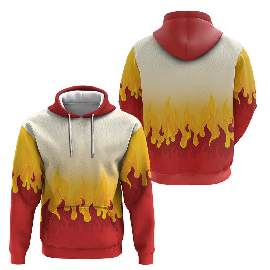 Japanese Kaen Pattern Hoodie Flame Pillar Blazing Lion Heart - Polynesian Pride