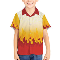 Japanese Kaen Pattern Kid Hawaiian Shirt Flame Pillar Blazing Lion Heart - Polynesian Pride