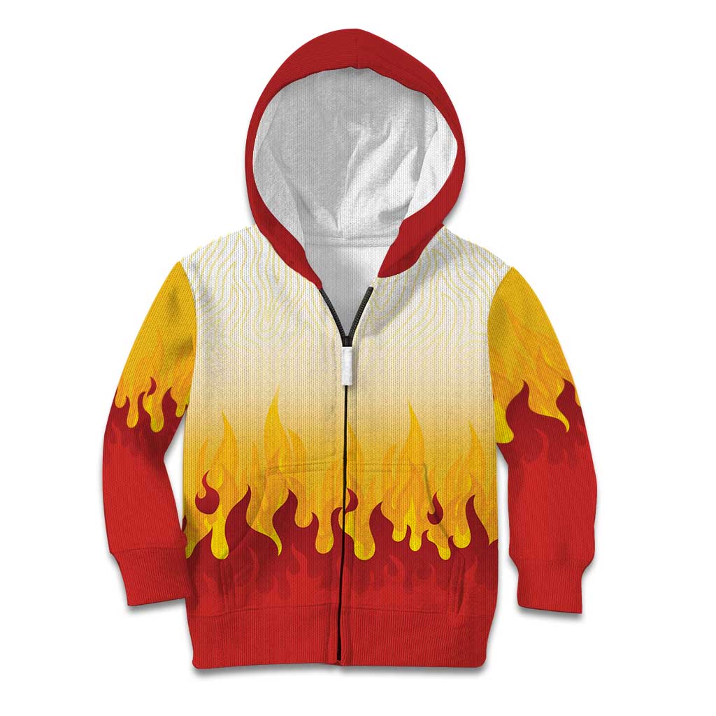 Japanese Kaen Pattern Kid Hoodie Flame Pillar Blazing Lion Heart - Polynesian Pride