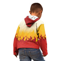 Japanese Kaen Pattern Kid Hoodie Flame Pillar Blazing Lion Heart - Polynesian Pride