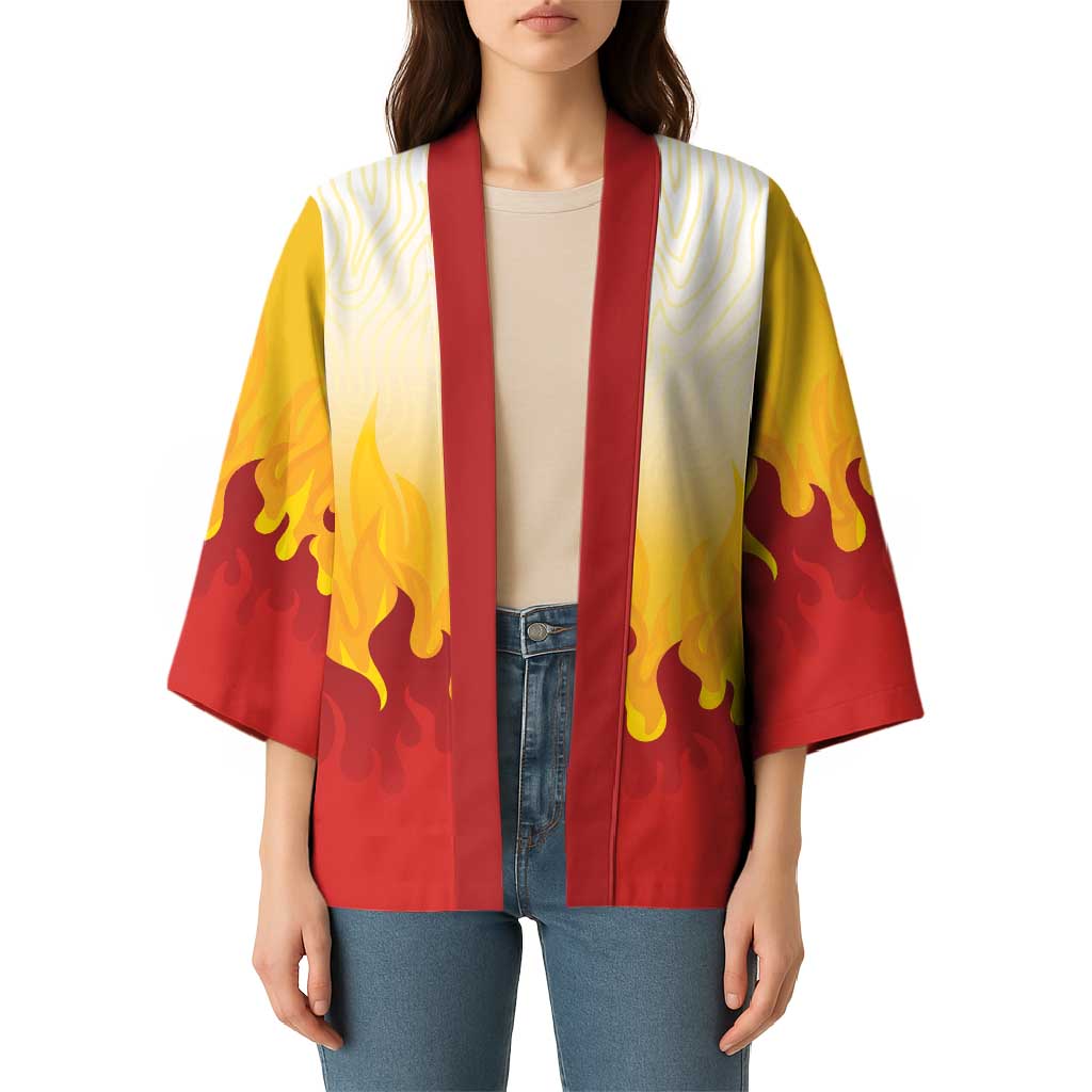 Japanese Kaen Pattern Kimono Flame Pillar Blazing Lion Heart - Polynesian Pride