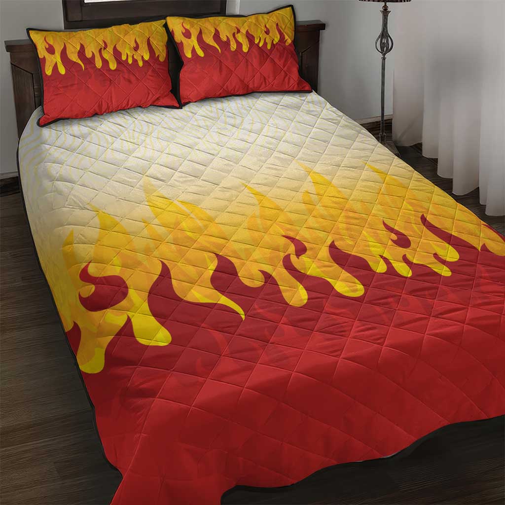Japanese Kaen Pattern Quilt Bed Set Flame Pillar Blazing Lion Heart - Polynesian Pride