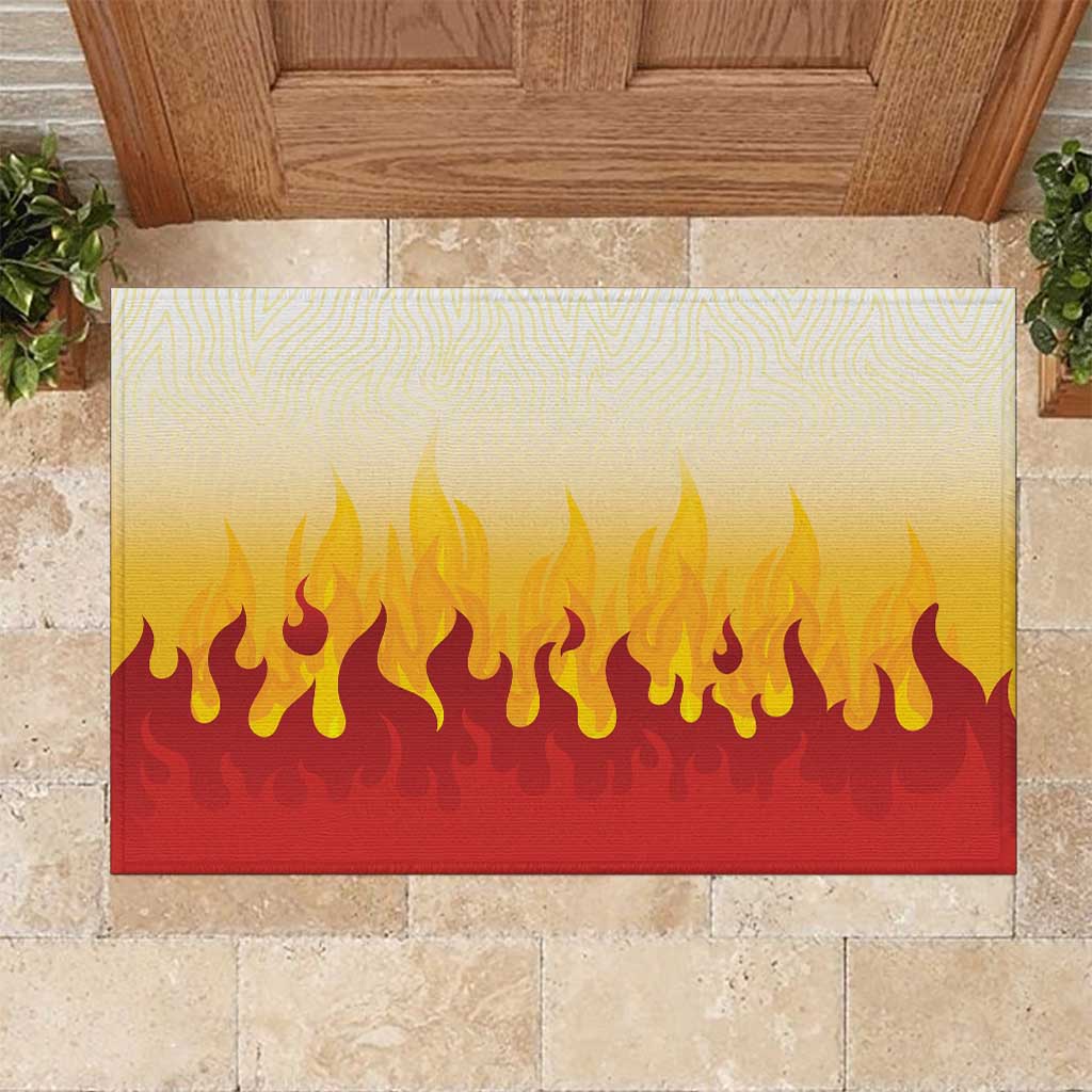Japanese Kaen Pattern Rubber Doormat Flame Pillar Blazing Lion Heart - Polynesian Pride