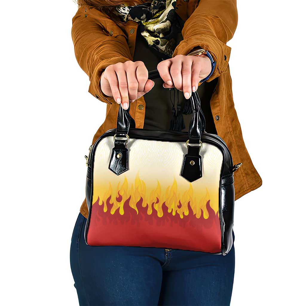 Japanese Kaen Pattern Shoulder Handbag Flame Pillar Blazing Lion Heart LT9 One Size Red - Polynesian Pride