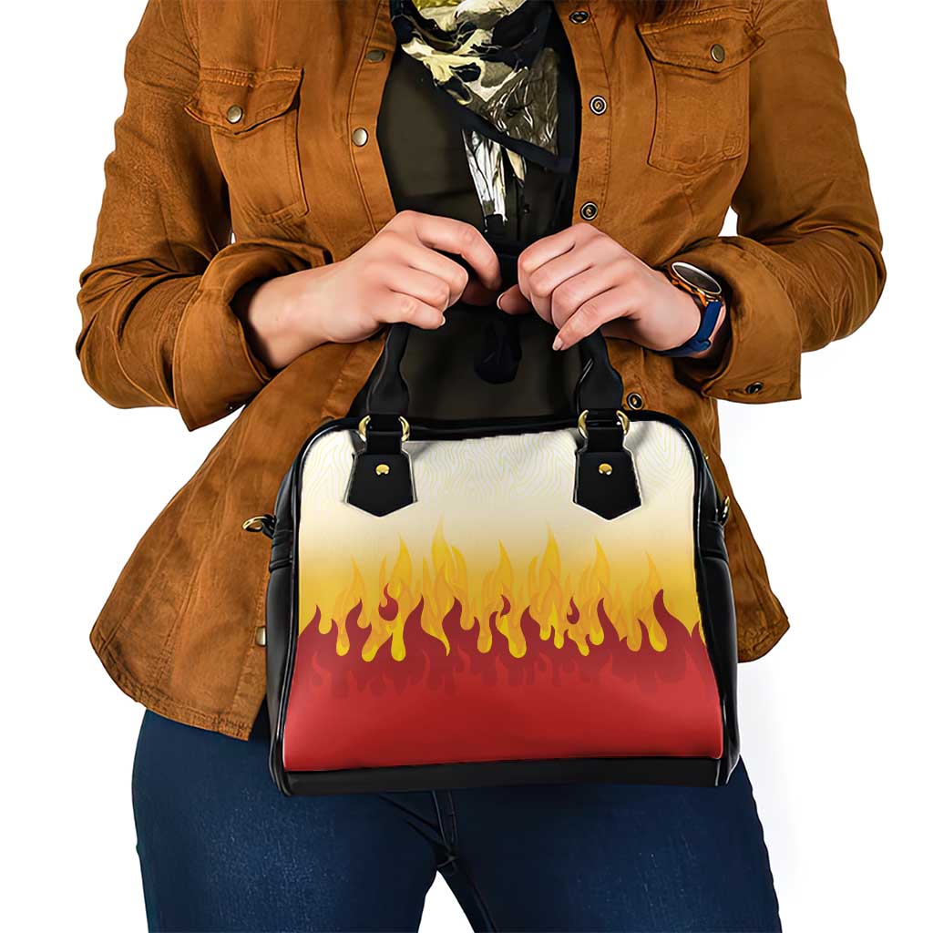 Japanese Kaen Pattern Shoulder Handbag Flame Pillar Blazing Lion Heart LT9 - Polynesian Pride