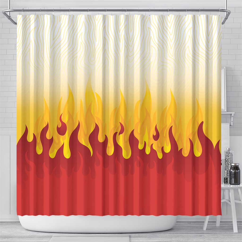 Japanese Kaen Pattern Shower Curtain Flame Pillar Blazing Lion Heart - Polynesian Pride