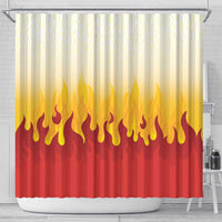 Japanese Kaen Pattern Shower Curtain Flame Pillar Blazing Lion Heart - Polynesian Pride