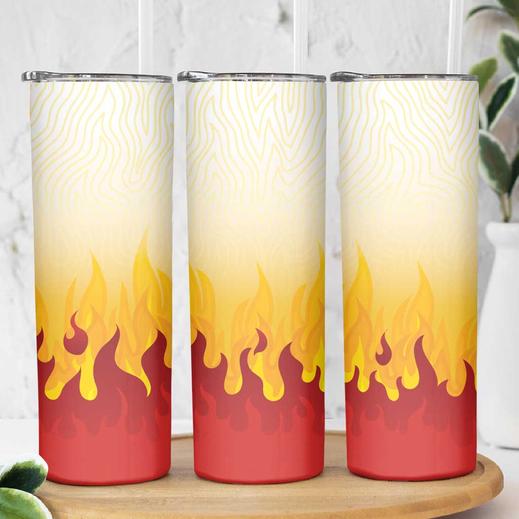 Japanese Kaen Pattern Skinny Tumbler Flame Pillar Blazing Lion Heart - Polynesian Pride