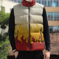 Japanese Kaen Pattern Sleeveless Puffer Jacket Flame Pillar Blazing Lion Heart - Polynesian Pride