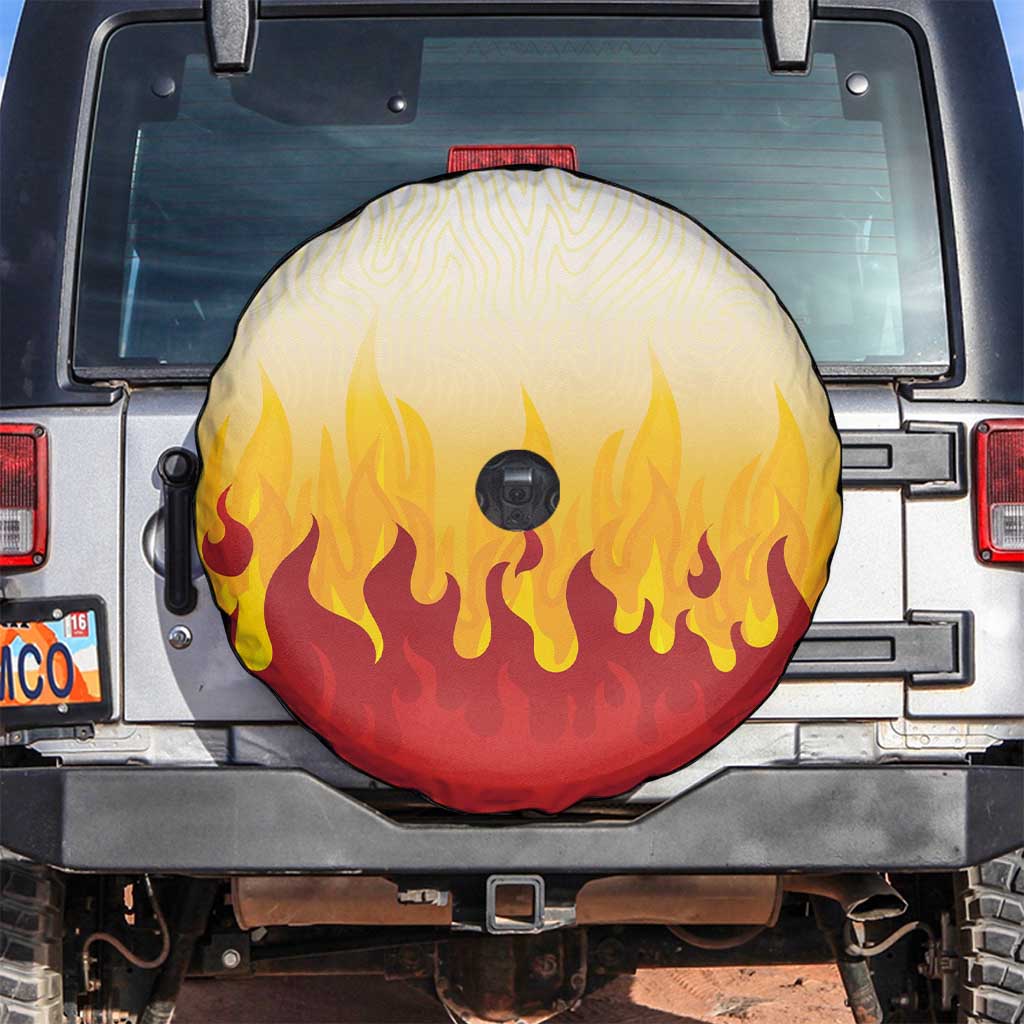 Japanese Kaen Pattern Spare Tire Cover Flame Pillar Blazing Lion Heart LT9 Red - Polynesian Pride