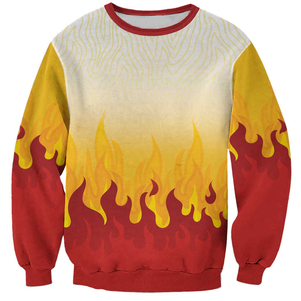 Japanese Kaen Pattern Sweatshirt Flame Pillar Blazing Lion Heart - Polynesian Pride