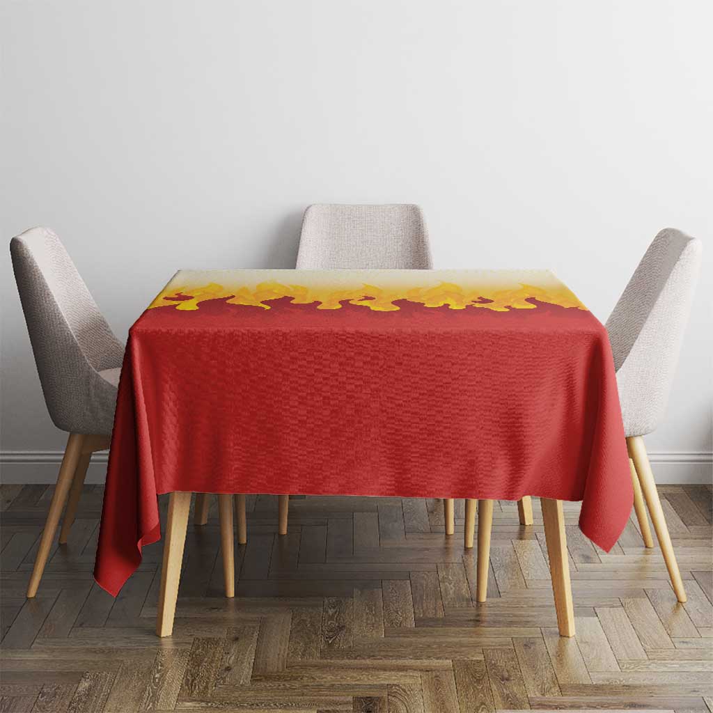Japanese Kaen Pattern Tablecloth Flame Pillar Blazing Lion Heart - Polynesian Pride
