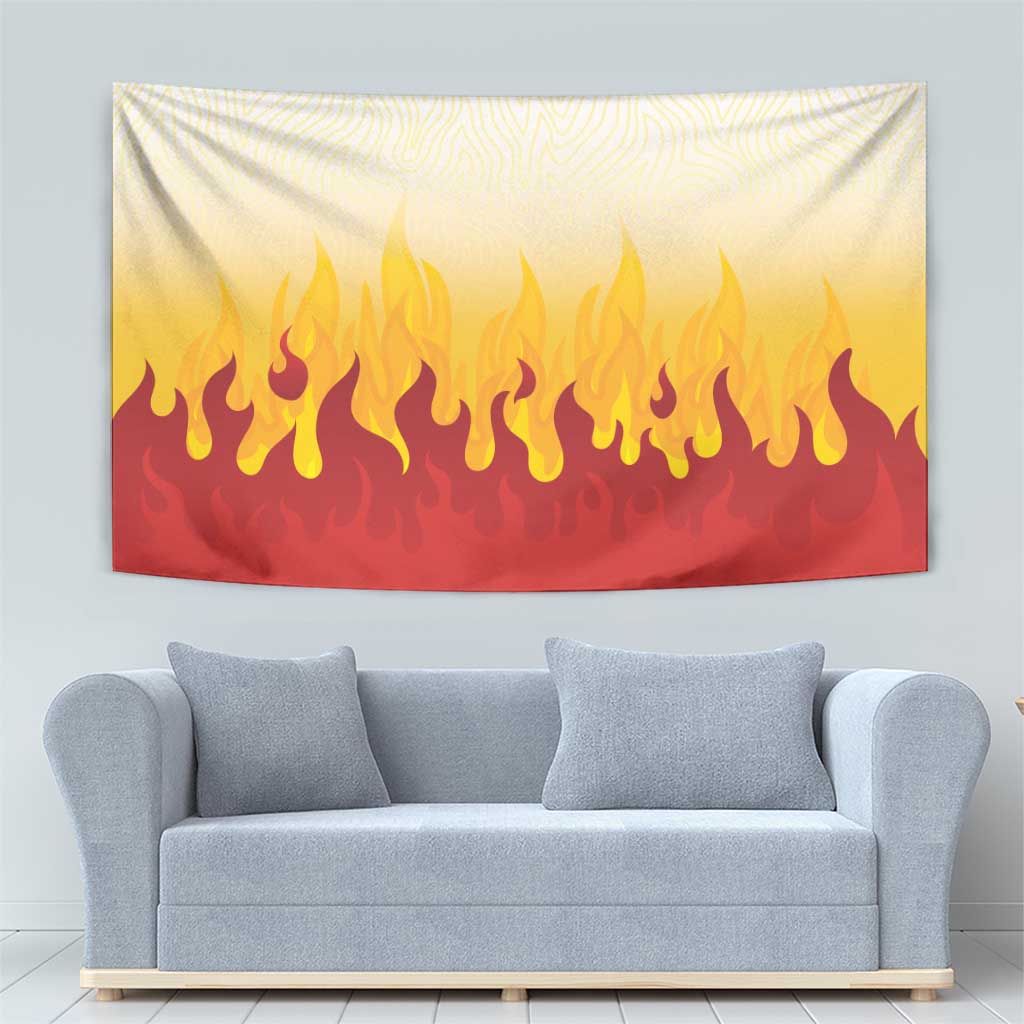 Japanese Kaen Pattern Tapestry Flame Pillar Blazing Lion Heart - Polynesian Pride