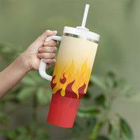 Japanese Kaen Pattern Tumbler With Handle Flame Pillar Blazing Lion Heart - Polynesian Pride