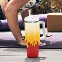 Japanese Kaen Pattern Tumbler With Handle Flame Pillar Blazing Lion Heart - Polynesian Pride