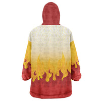 Japanese Kaen Pattern Wearable Blanket Hoodie Flame Pillar Blazing Lion Heart - Polynesian Pride
