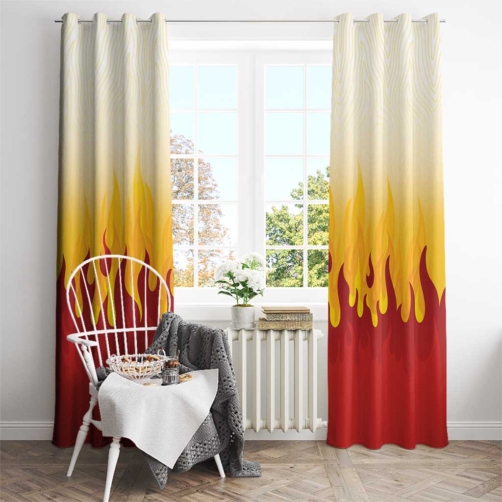 Japanese Kaen Pattern Window Curtain Flame Pillar Blazing Lion Heart - Polynesian Pride