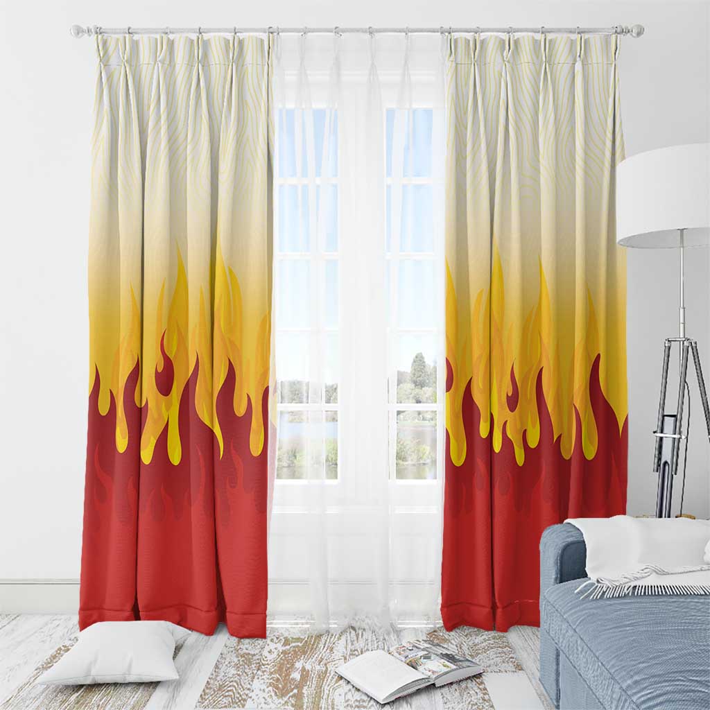 Japanese Kaen Pattern Window Curtain Flame Pillar Blazing Lion Heart - Polynesian Pride