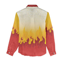 Japanese Kaen Pattern Women Casual Shirt Flame Pillar Blazing Lion Heart - Polynesian Pride