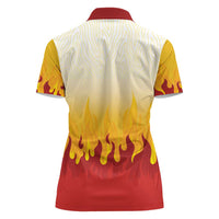 Japanese Kaen Pattern Women Polo Shirt Flame Pillar Blazing Lion Heart - Polynesian Pride