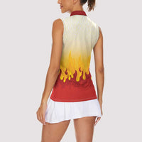 Japanese Kaen Pattern Women Sleeveless Polo Shirt Flame Pillar Blazing Lion Heart - Polynesian Pride