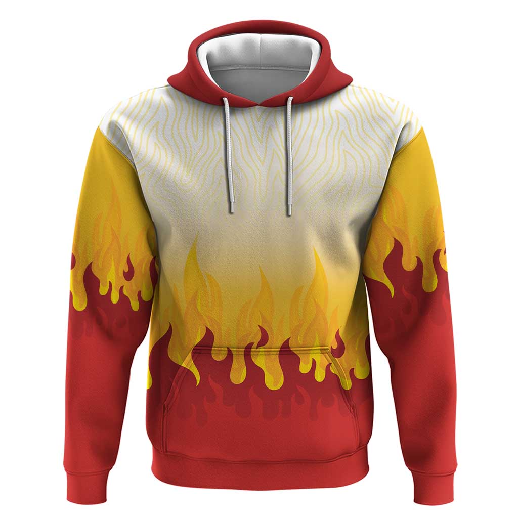 Japanese Kaen Pattern Zip Hoodie Flame Pillar Blazing Lion Heart - Polynesian Pride