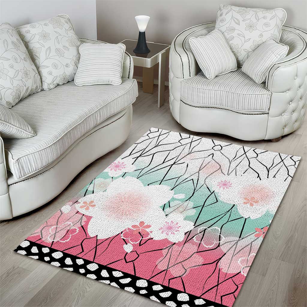 Japanese Kocho Pattern Area Rug Insect Pillar Butterfly Flower Fairy - Polynesian Pride
