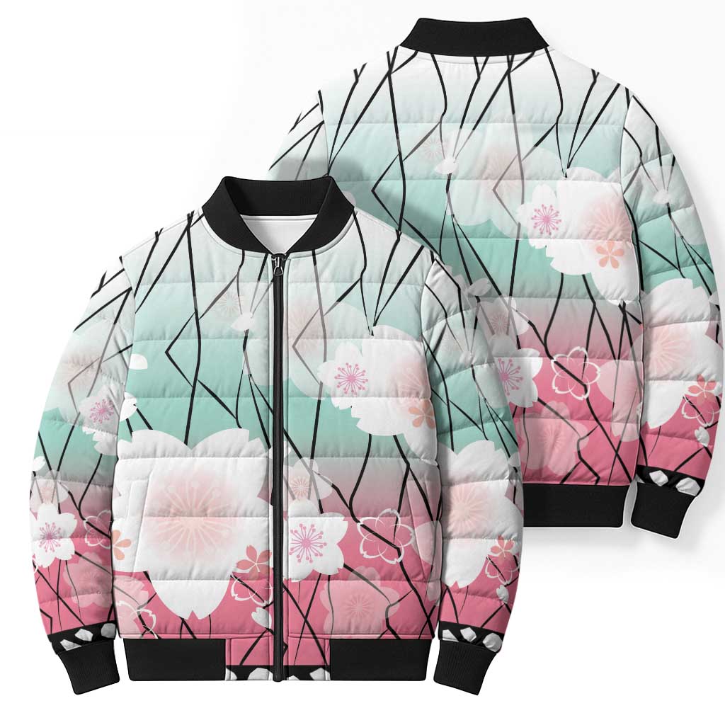 Japanese Kocho Pattern Bomber Puffer Jacket Insect Pillar Butterfly Flower Fairy LT9 - Polynesian Pride