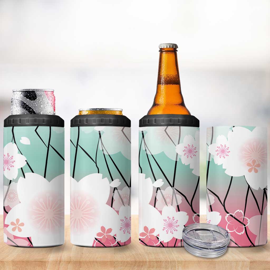 Japanese Kocho Pattern 4 in 1 Can Cooler Tumbler Insect Pillar Butterfly Flower Fairy - Polynesian Pride
