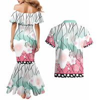 Japanese Kocho Pattern Couples Matching Mermaid Dress and Hawaiian Shirt Insect Pillar Butterfly Flower Fairy - Polynesian Pride