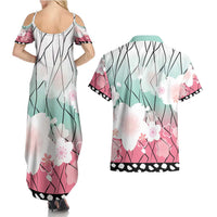 Japanese Kocho Pattern Couples Matching Summer Maxi Dress and Hawaiian Shirt Insect Pillar Butterfly Flower Fairy - Polynesian Pride