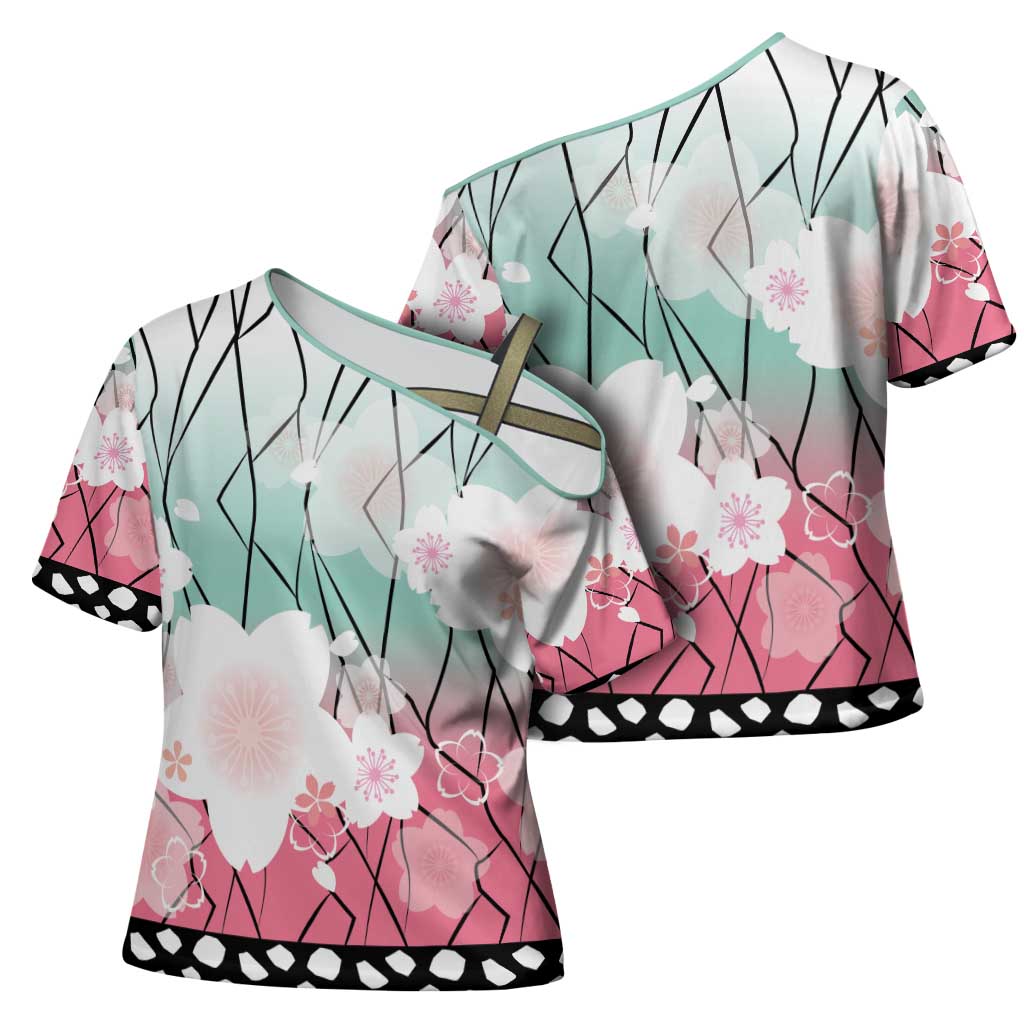 Japanese Kocho Pattern Cross Shoulder Shirt Insect Pillar Butterfly Flower Fairy - Polynesian Pride