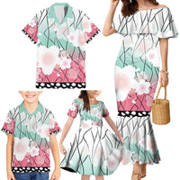 Japanese Kocho Pattern Family Matching Mermaid Dress and Hawaiian Shirt Insect Pillar Butterfly Flower Fairy - Polynesian Pride