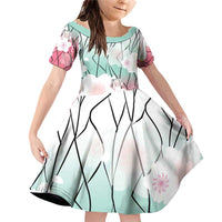 Japanese Kocho Pattern Family Matching Off Shoulder Short Dress and Hawaiian Shirt Insect Pillar Butterfly Flower Fairy - Polynesian Pride