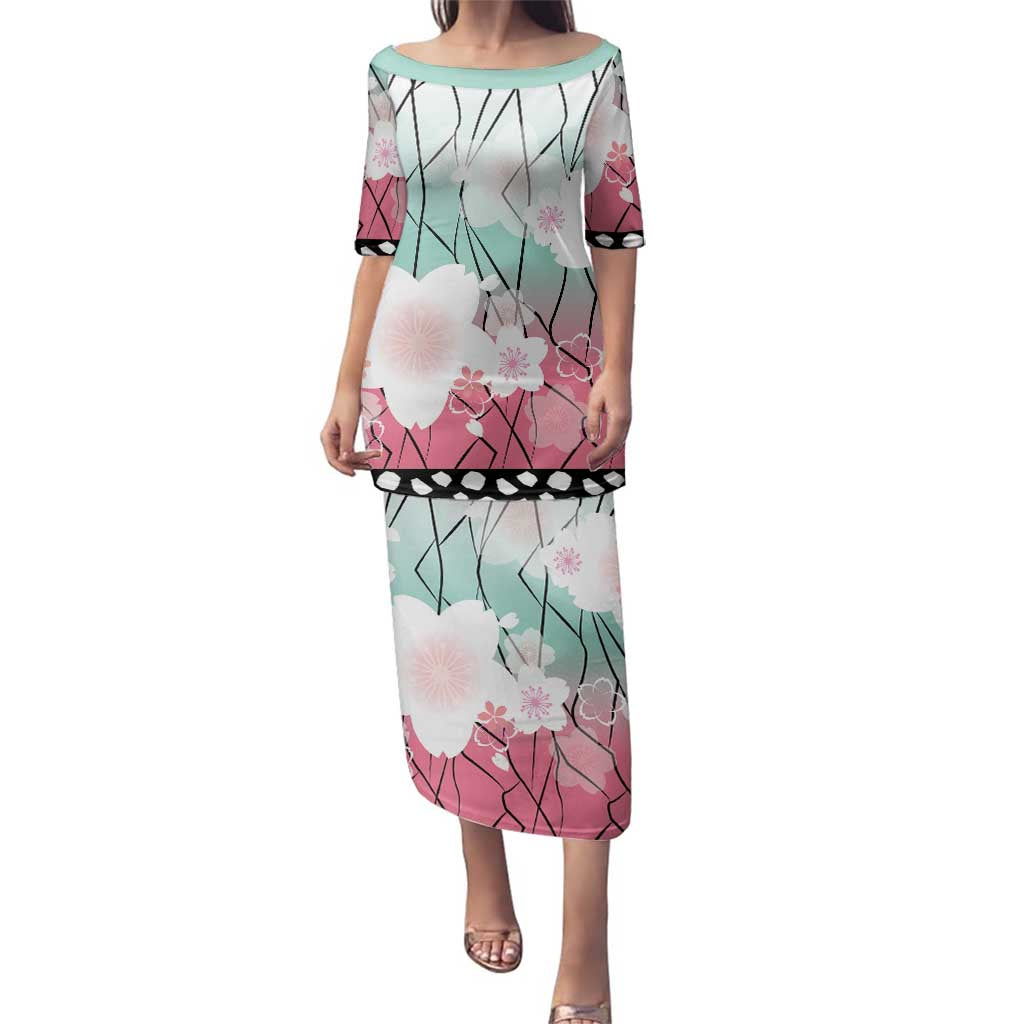 Japanese Kocho Pattern Family Matching Puletasi and Hawaiian Shirt Insect Pillar Butterfly Flower Fairy - Polynesian Pride