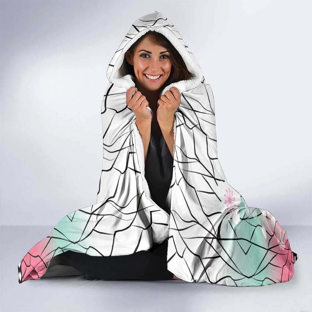 Japanese Kocho Pattern Hooded Blanket Insect Pillar Butterfly Flower Fairy - Polynesian Pride