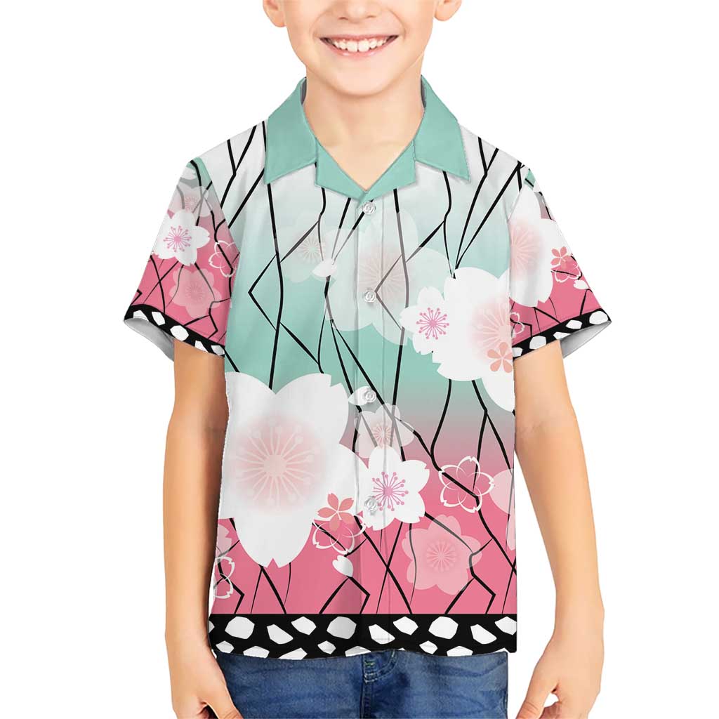 Japanese Kocho Pattern Kid Hawaiian Shirt Insect Pillar Butterfly Flower Fairy LT9 Kid Pink - Polynesian Pride