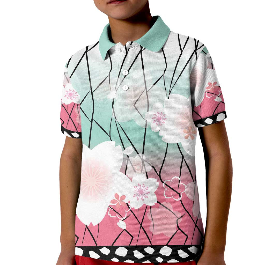 Japanese Kocho Pattern Kid Polo Shirt Insect Pillar Butterfly Flower Fairy LT9 Kid Pink - Polynesian Pride