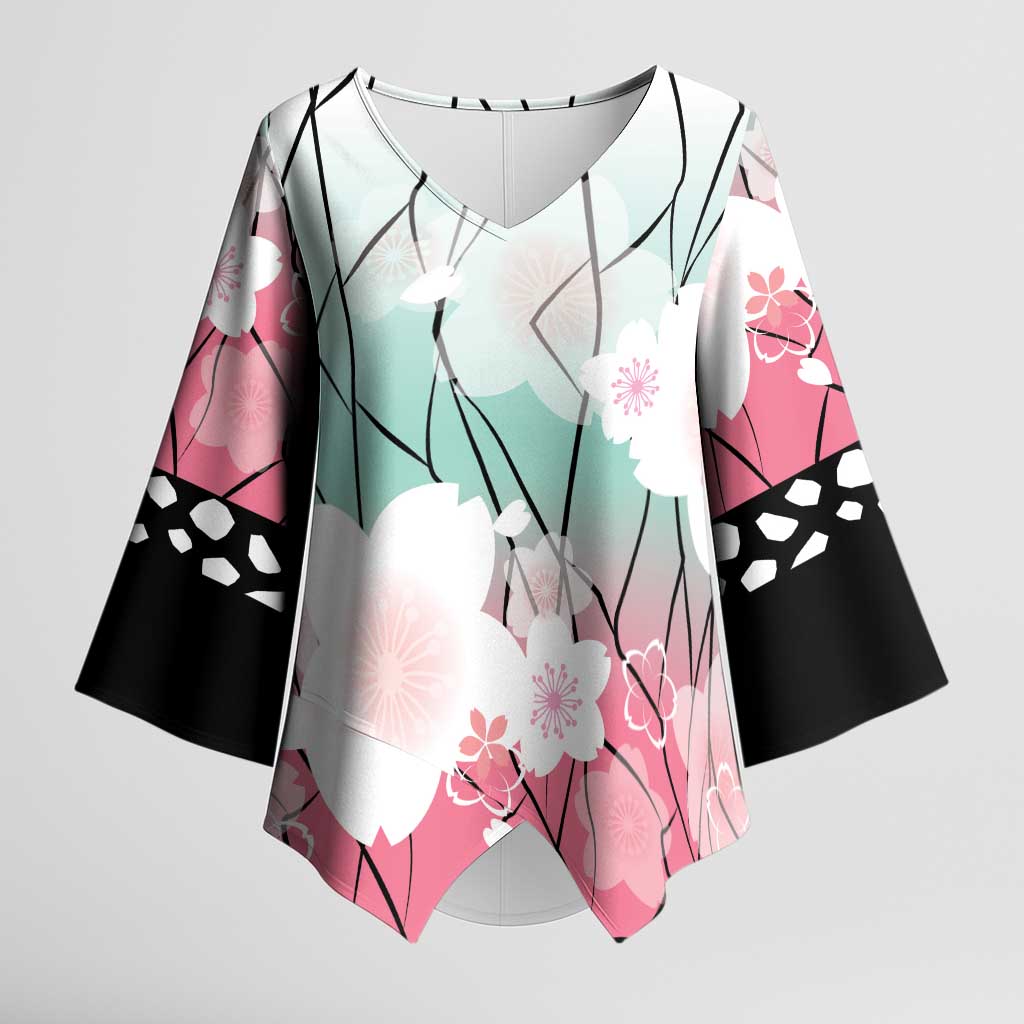 Japanese Kocho Pattern Kimono Sleeve Blouse Insect Pillar Butterfly Flower Fairy - Polynesian Pride