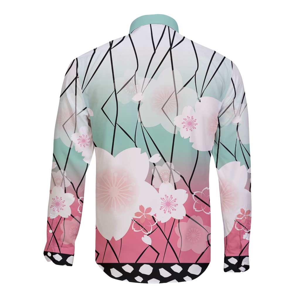 Japanese Kocho Pattern Long Sleeve Button Shirt Insect Pillar Butterfly Flower Fairy - Polynesian Pride