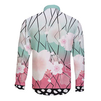 Japanese Kocho Pattern Long Sleeve Button Shirt Insect Pillar Butterfly Flower Fairy - Polynesian Pride