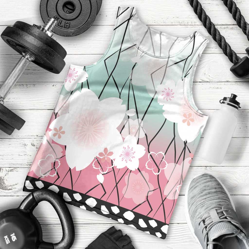 Japanese Kocho Pattern Men Tank Top Insect Pillar Butterfly Flower Fairy - Polynesian Pride