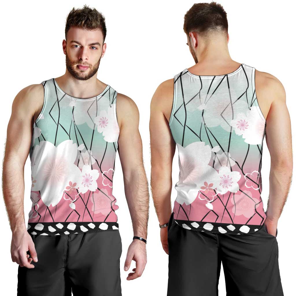 Japanese Kocho Pattern Men Tank Top Insect Pillar Butterfly Flower Fairy - Polynesian Pride