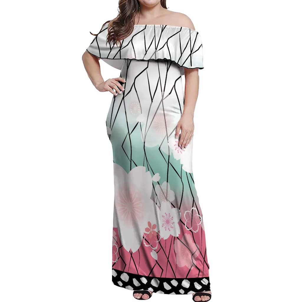 japanese maxi dress Japanese Kocho Pattern Off Shoulder Maxi Dress Insect Pillar Butterfly  Flower Fairy