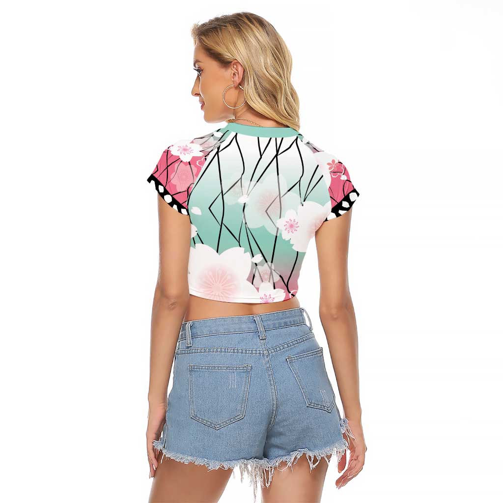 Japanese Kocho Pattern Raglan Cropped T Shirt Insect Pillar Butterfly Flower Fairy LT9 - Polynesian Pride